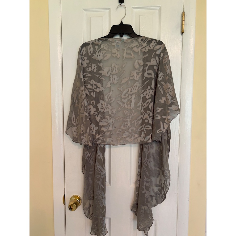 Betsey Johnson Grey Burnout Floral Sheer Wrap Shrug One Size